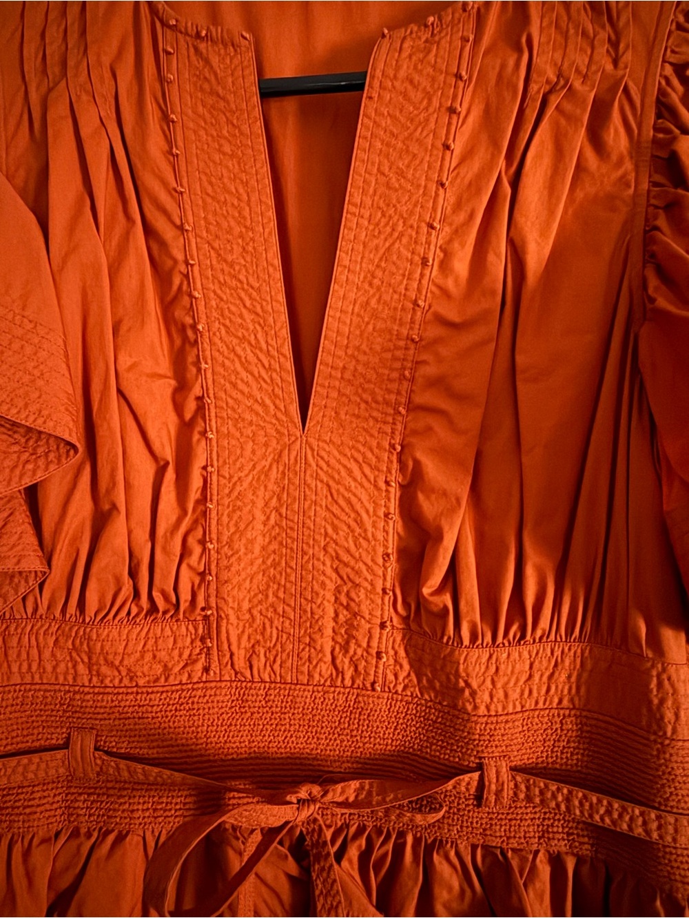 Ulla Johnson Rust Orange Ruffle-Trim Midi Dress - Picture 4 of 6